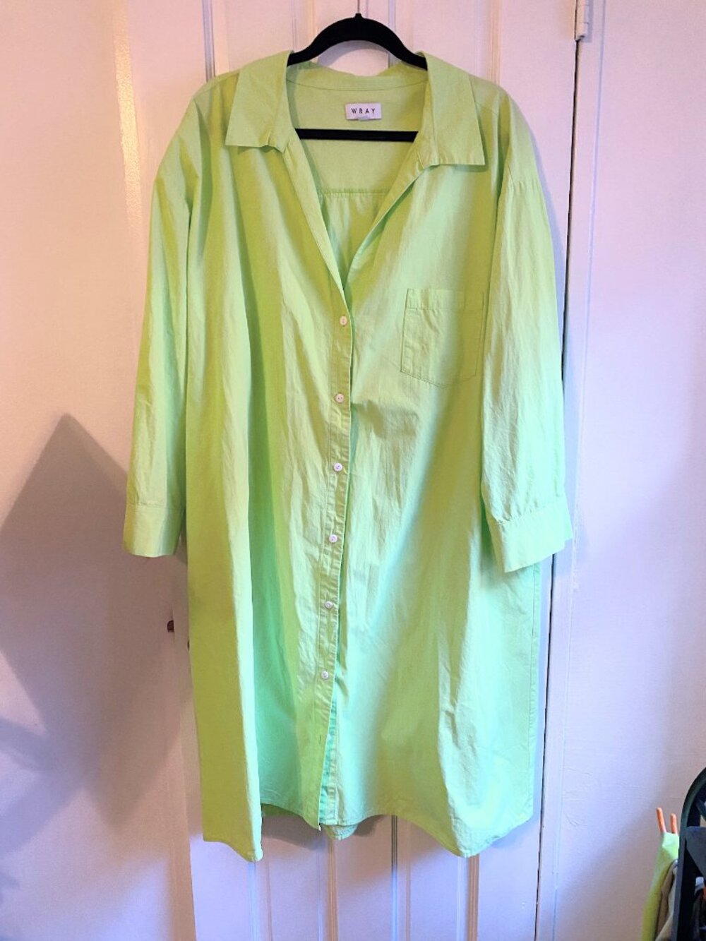Wray NYC Neon Green Penelope Button Up Shirt Dress with POCKETS Plus Size 3X